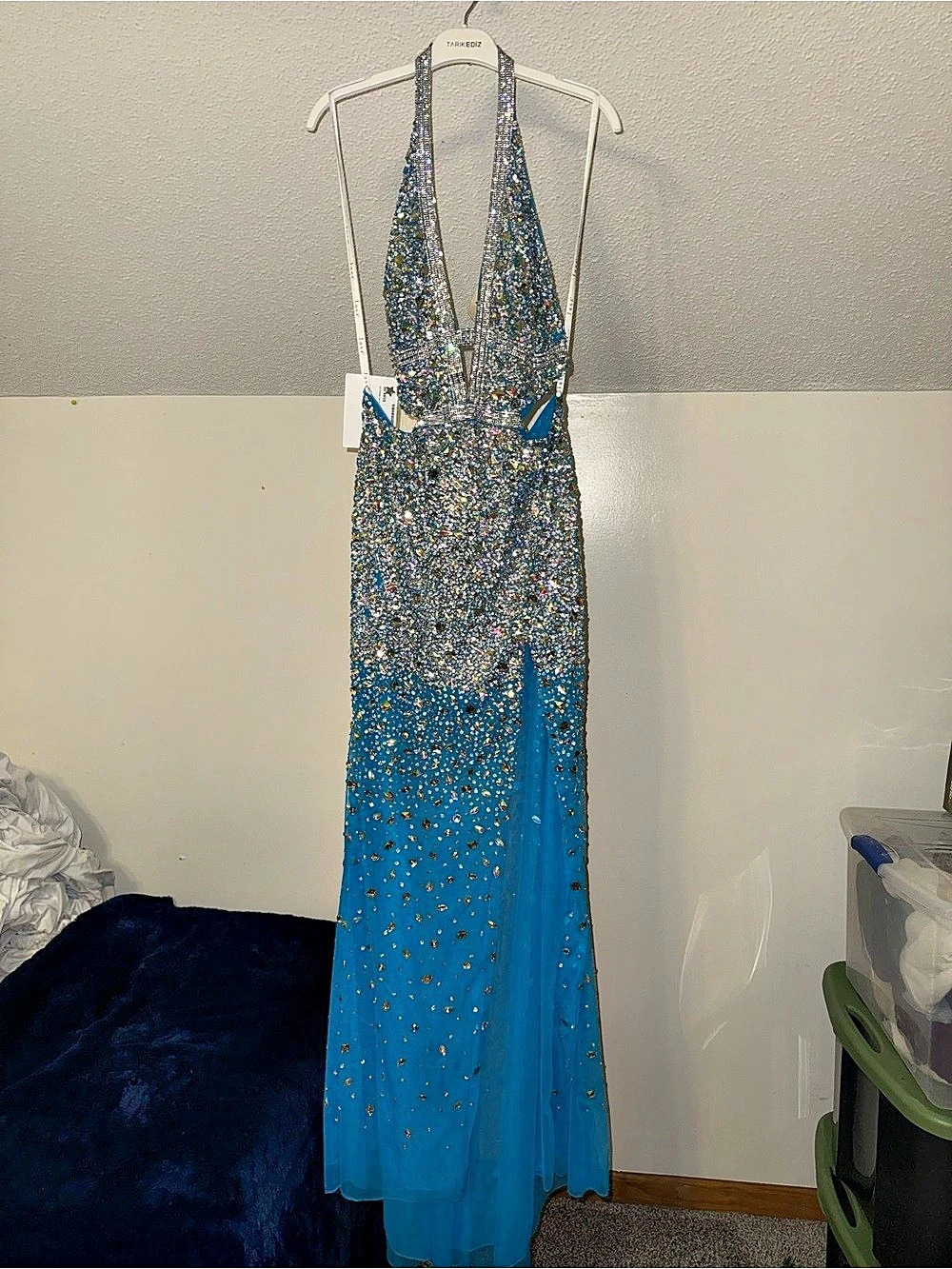 Jasz Embellished Maxi Dress in Blue Size 12 NWT